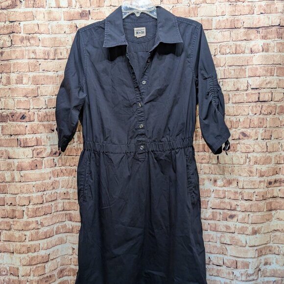 Converse  Blue Button-Up Dress with Adjustable Sleeves and Pockets Size Large - Picture 2 of 13